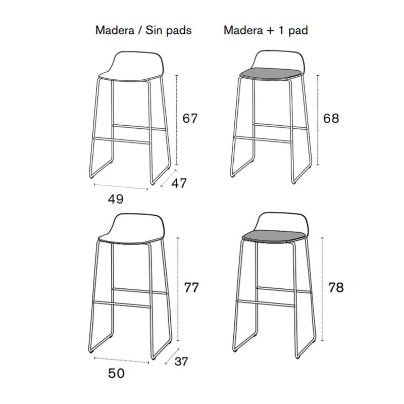 Taburete Bisell Asiento tapizado - Treku