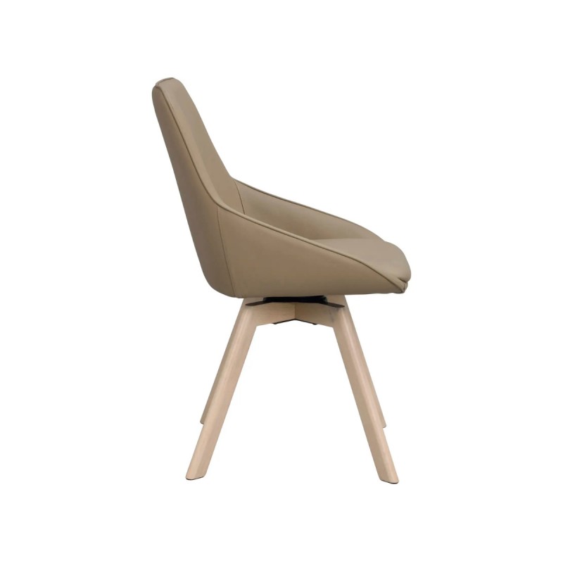 Silla giratoria Alison en cuero beige