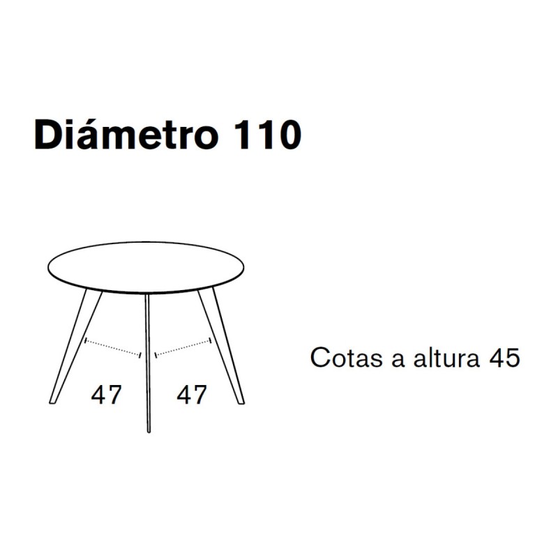 Mesa Aise redonda fija pies metálicos - Treku