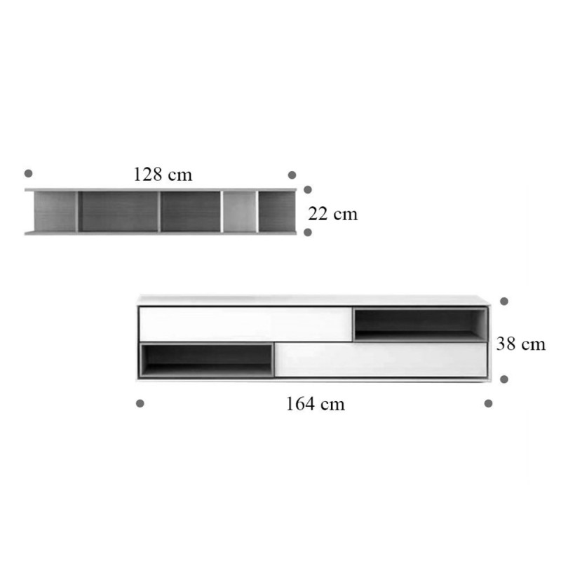 Mueble de TV Aura con estantería A4-3 - Treku