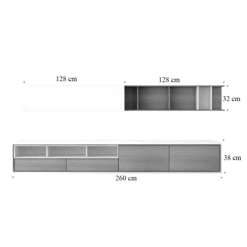 Mueble TV Aura con Estantería C6-2 - Treku