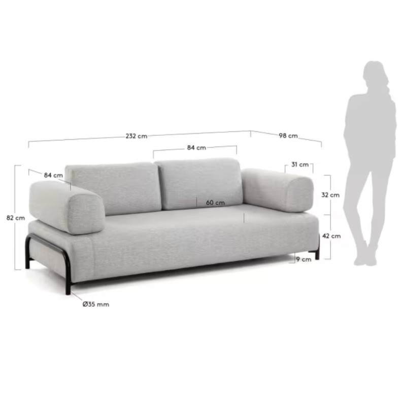 Sofá Compo 3 plazas con reposabrazos