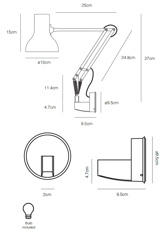 Lámpara Mini tipo 75 con soporte de pared - Anglepoise