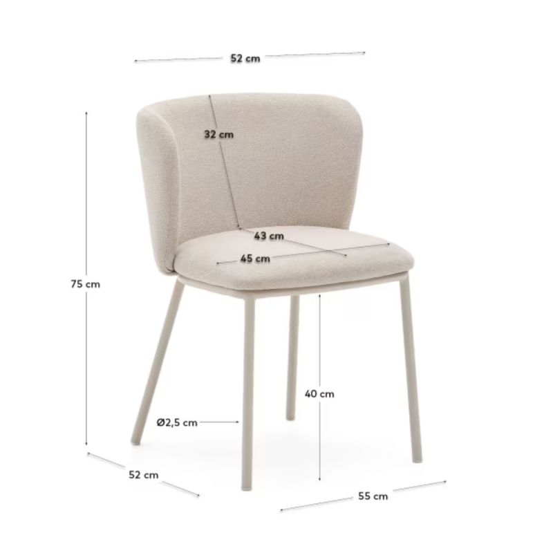 Silla Ciselia de chenilla beige