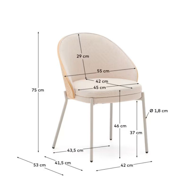 Silla Eamy de chenilla beige