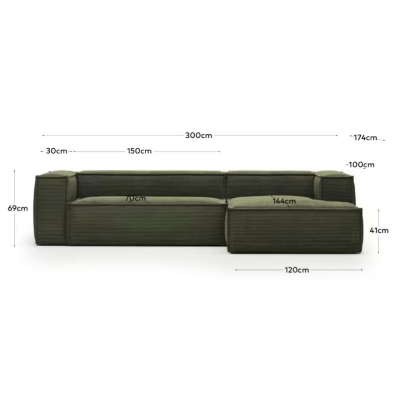 Sofá 3 Blok chaise longue derecho