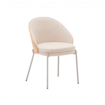 Silla Eamy de chenilla beige