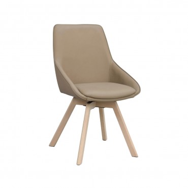 Silla giratoria Alison en cuero beige