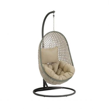 Silla colgante Cira verde con pie-Negro